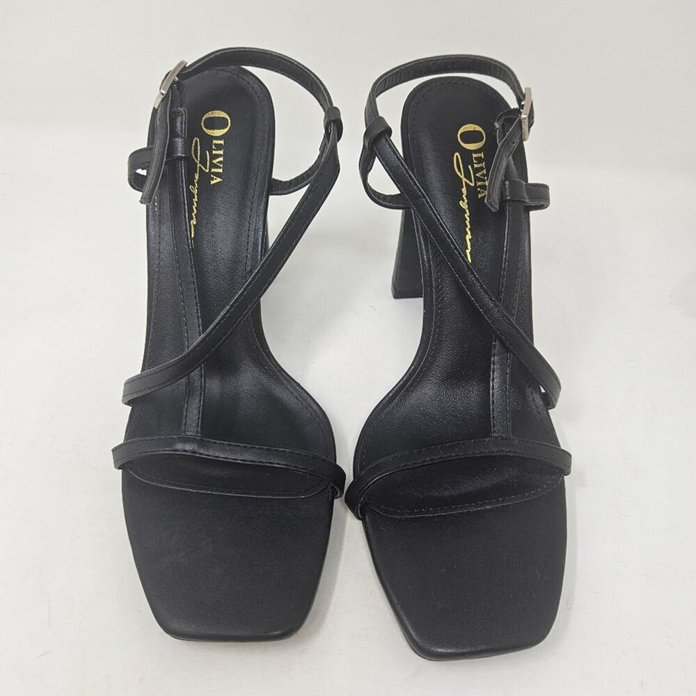 Olivia Ferguson Shoes Black Strappy Heels Size 7.5